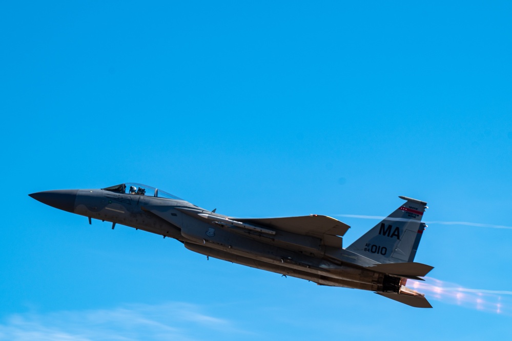 Maj. John 'Space' Stout flies fini-flight at the 104th Fighter Wing