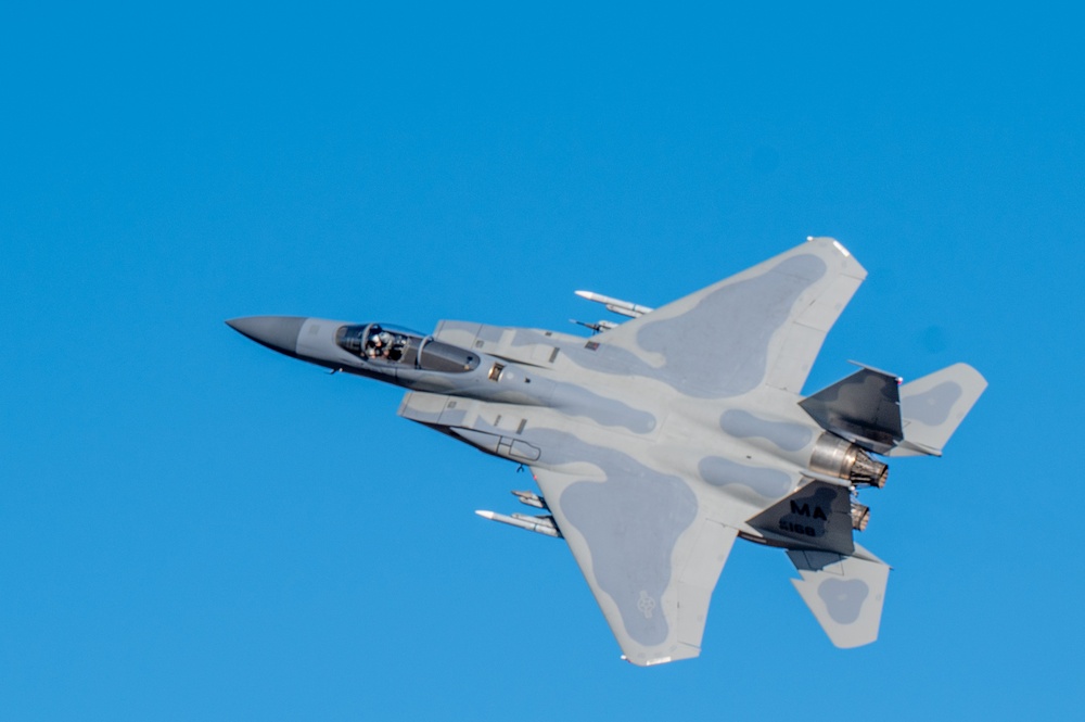 Maj. John 'Space' Stout flies fini-flight at the 104th Fighter Wing