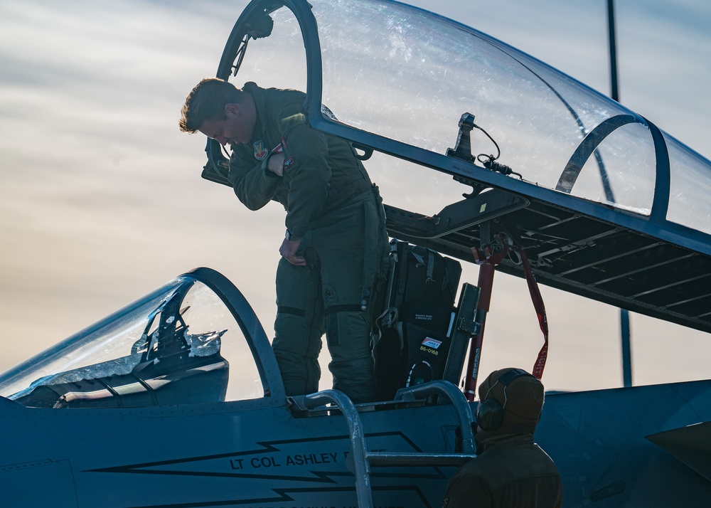 Maj. John 'Space' Stout flies fini-flight at the 104th Fighter Wing