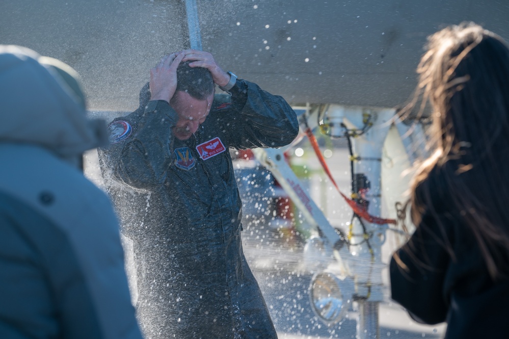 Maj. John 'Space' Stout flies fini-flight at the 104th Fighter Wing