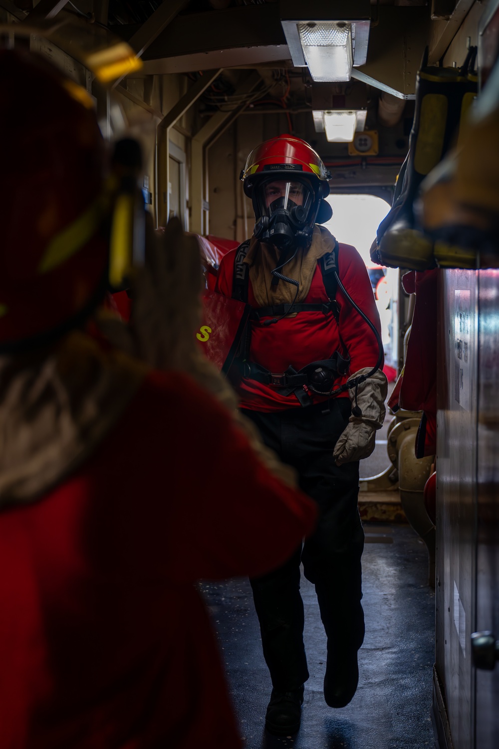 USCGC Polar Star (WAGB 10) crewmembers conduct damage control training in McMurdo Sound during Operation Deep Freeze