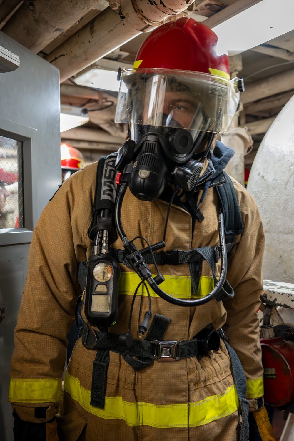 USCGC Polar Star (WAGB 10) crewmembers conduct damage control training in McMurdo Sound during Operation Deep Freeze