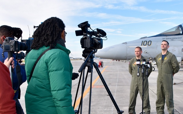30 F/A-18 Super Hornets from Naval Air Station Oceana were staged at Naval Air Station Jacksonville for a flyover honoring former U.S. President Jimmy Carter.