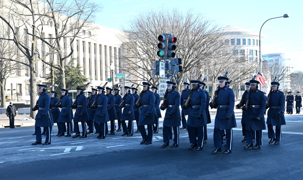 U.S. Air Force Honor Guard rehearses for inauguration