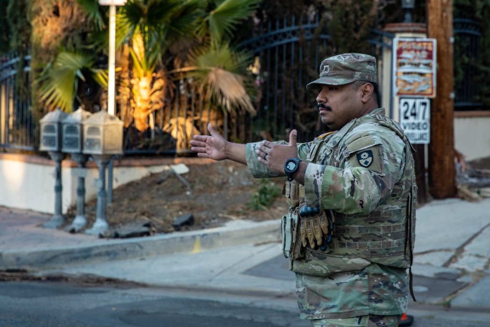 California Army National Guard maintain traffic control points during LA Wildfires