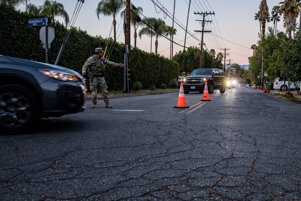 California Army National Guard maintain traffic control points during LA Wildfires