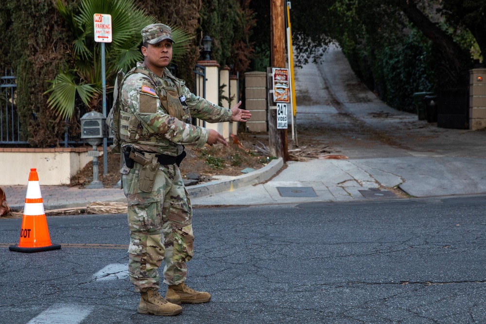 California Army National Guard maintain traffic control points during LA Wildfires