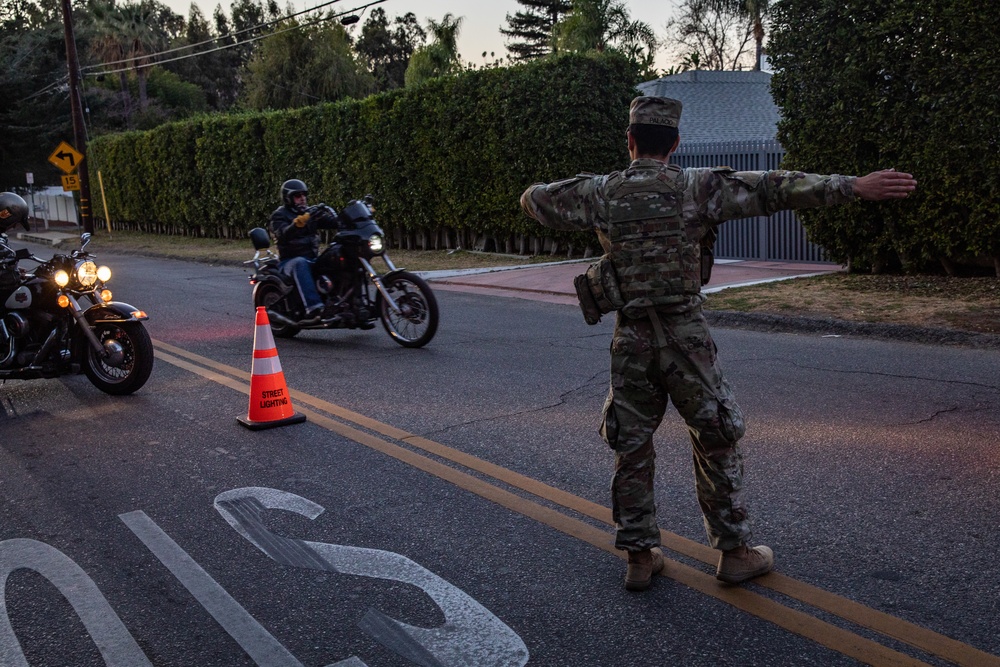 California Army National Guard maintain traffic control points during LA Wildfires