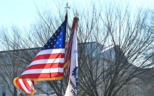 U.S. Coast Guard Ceremonial Honor Guard rehearses for inauguration