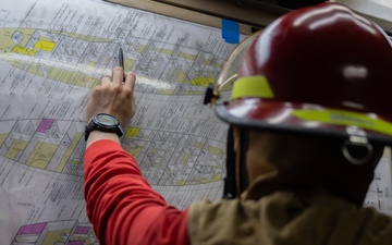 USCGC Polar Star (WAGB 10) crewmembers conduct damage control training in McMurdo Sound during Operation Deep Freeze