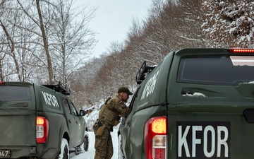 KFOR German and Latvian Soldiers conduct routine patrols in Mitrovica, Kosovo