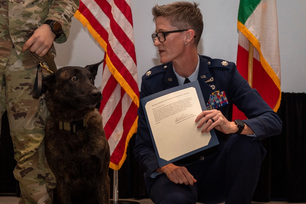 Military working dogs honored in retirement ceremony