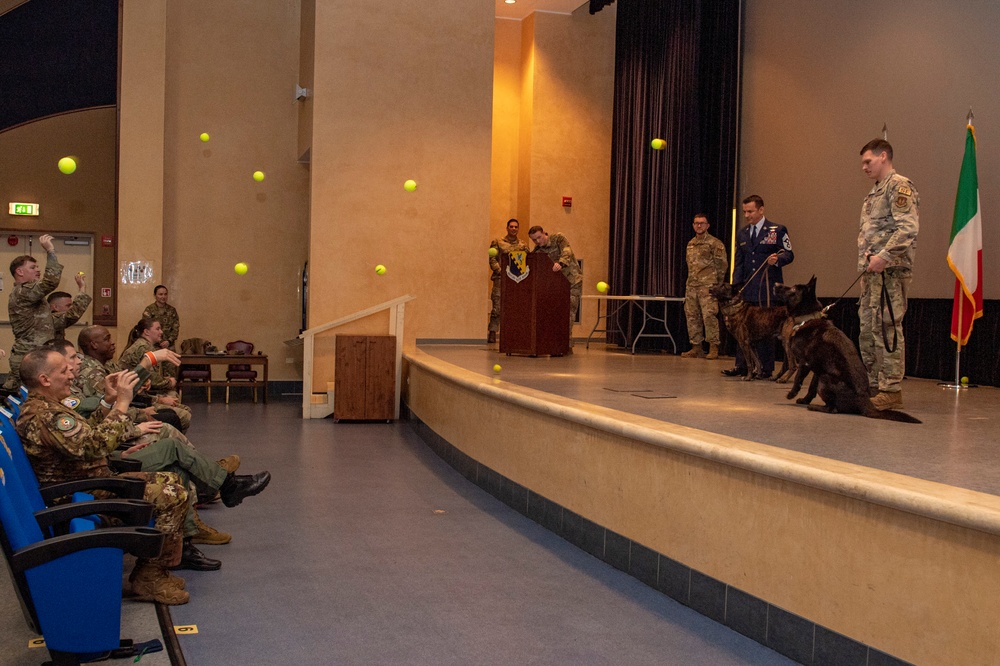 Military working dogs honored in retirement ceremony