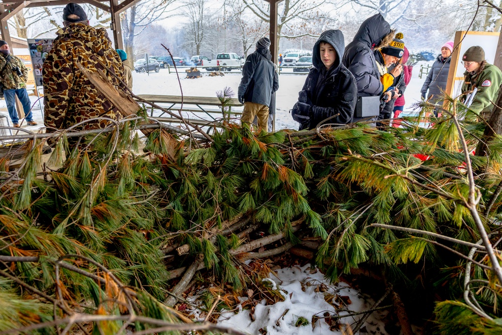 Crowds gather in beautiful wintery landscape at Shenango for Eagle Fest