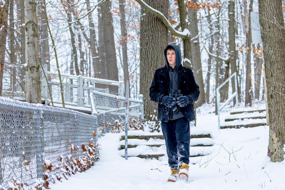 Crowds gather in beautiful wintery landscape at Shenango for Eagle Fest