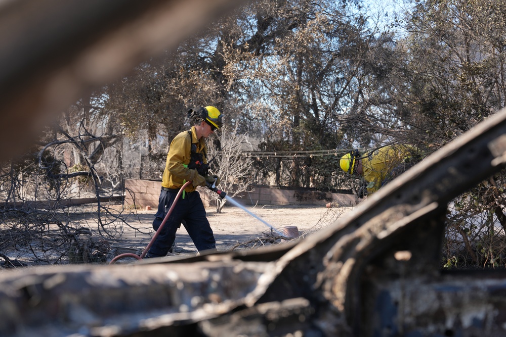 Firefighters Assist in Fire Suppression Efforts Against the Eaton Fire