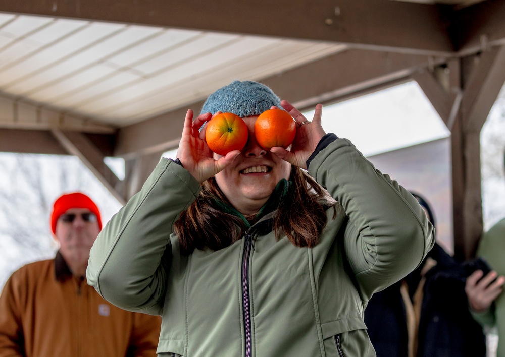 Crowds gather in beautiful wintery landscape at Shenango for Eagle Fest