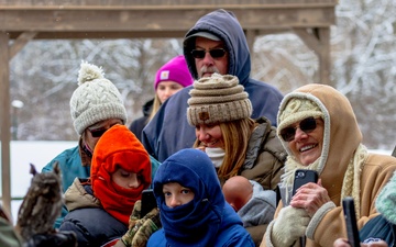 Crowds gather in beautiful wintery landscape at Shenango for Eagle Fest