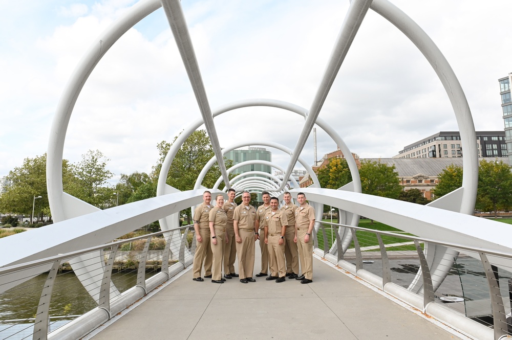 U.S. Navy Band Chief Selects pose in Navy Yard