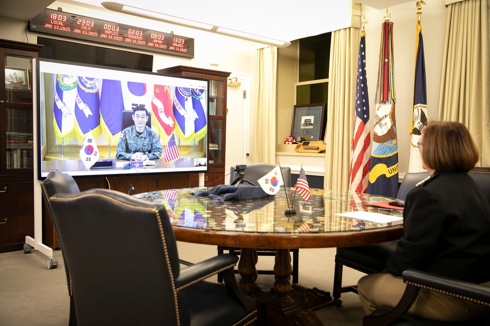 CNO Meets with Head of Korean Navy via Video Call