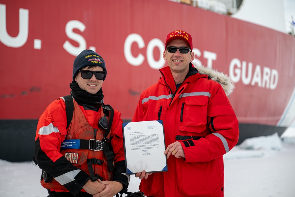 USCGC Polar Star (WAGB 10) holds ice liberty in McMurdo Sound during Operation Deep Freeze