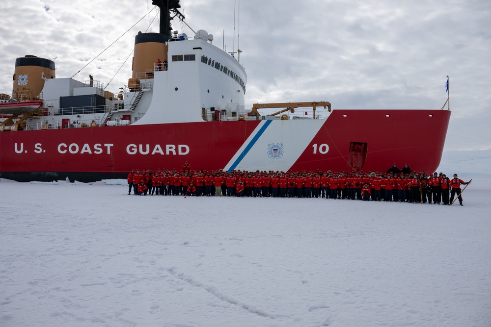 USCGC Polar Star (WAGB 10) holds ice liberty in McMurdo Sound during Operation Deep Freeze