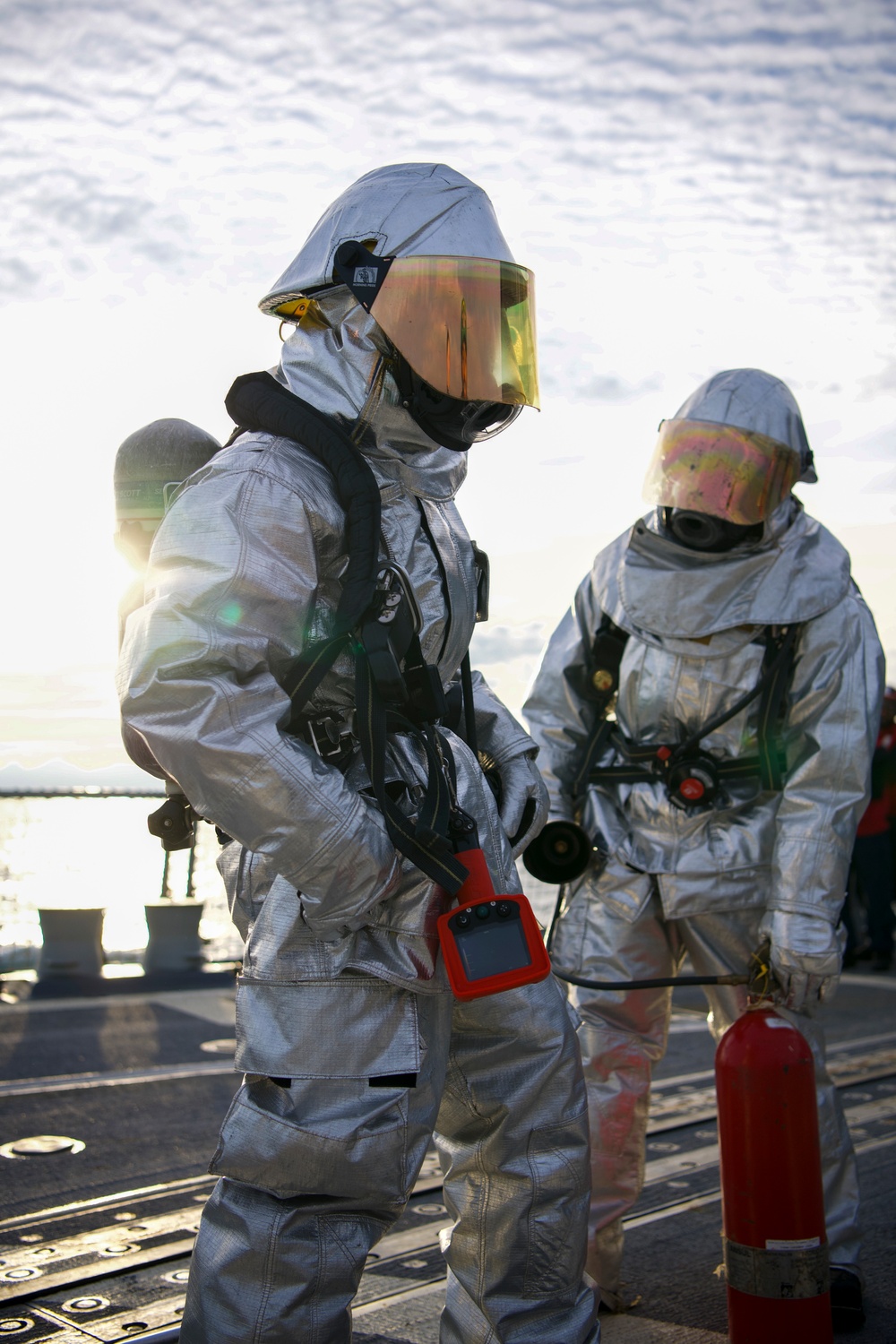 Sailors Participate In a Firefighting Drill