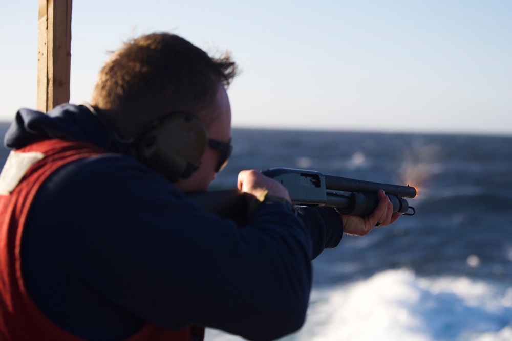 Sailor Participates In Shotgun Familiarization