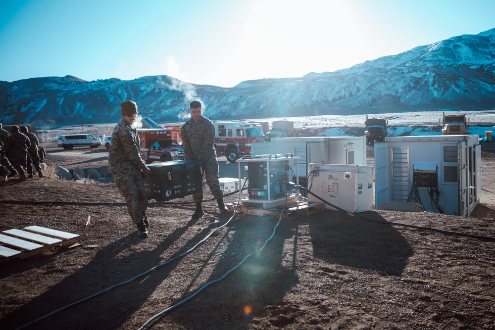 3rd Bn., 5th Marines sets up gear at Bridgeport
