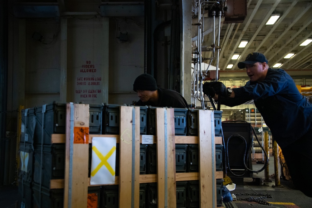 Ordnance Handling aboard USS America (LHA 6)