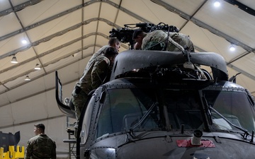 KFOR's Task Force Aviation perform repairs on UH-60M Black Hawk Helicopter