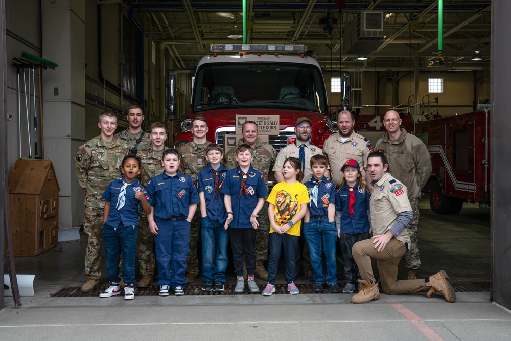 Cub Scouts deliver popcorn to 114th Fighter Wing