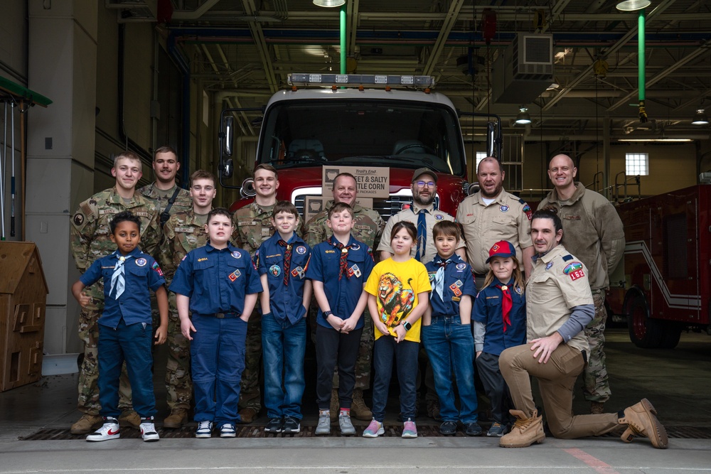 Cub Scouts deliver popcorn to 114th Fighter Wing