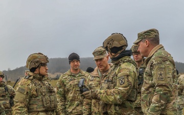 Lt. Gen Joseph Ryan visits 10th Mountain Division Soldiers for demonstrations during exercise Combined Resolve 25-1