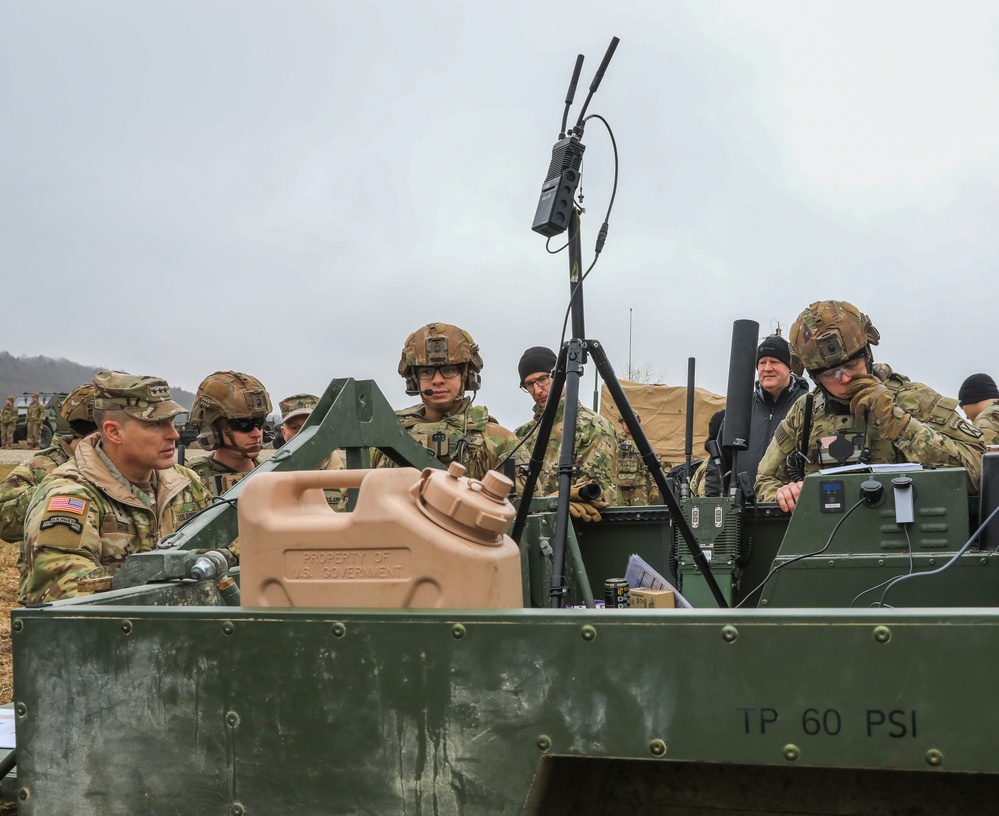 Lt. Gen Joseph Ryan visits 10th Mountain Division Soldiers for demonstrations during exercise Combined Resolve 25-1