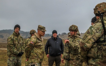 Lt. Gen Joseph Ryan visits 10th Mountain Division Soldiers for demonstrations during exercise Combined Resolve 25-1