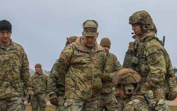 Lt. Gen Joseph Ryan visits 10th Mountain Division Soldiers for demonstrations during exercise Combined Resolve 25-1