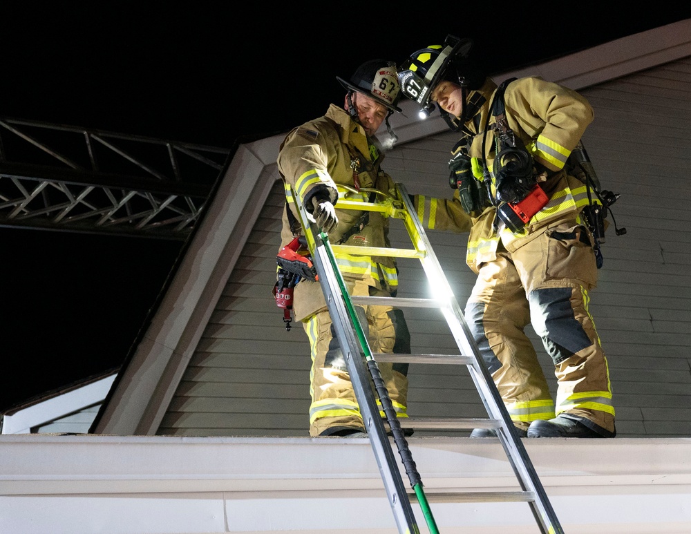 87th Civil Engineer Squadron firefighters train with local fire companies