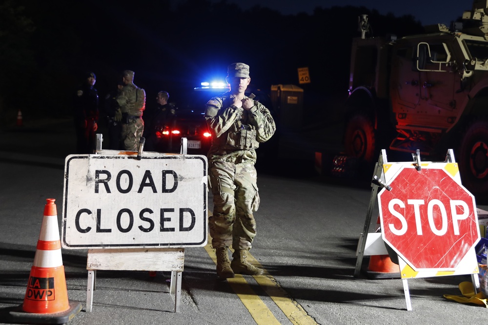 270th MP Company stands watch at TCP's around the Palisades Fire