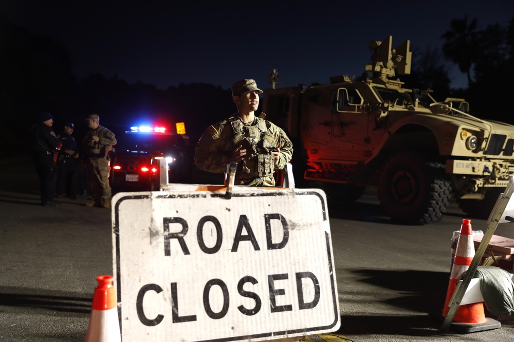 270th MP Company stands watch at TCP's around the Palisades Fire