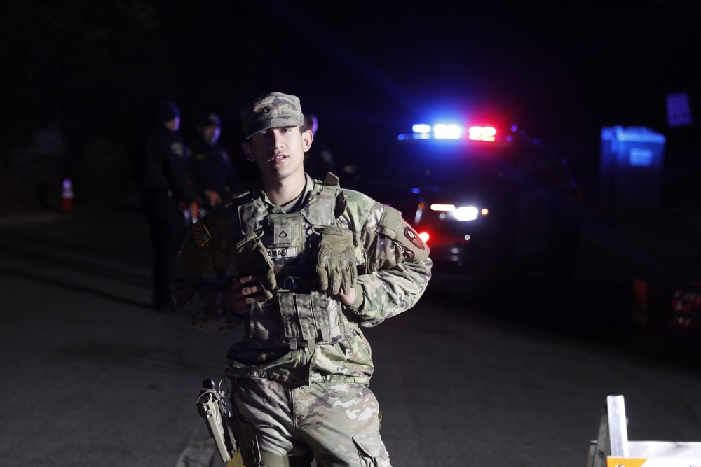 270th MP Company stands watch at TCP's around the Palisades Fire