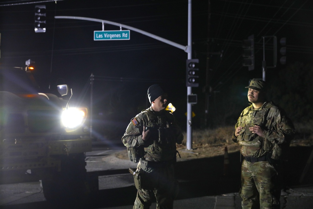 270th MP Company stands watch at TCP's around the Palisades Fire