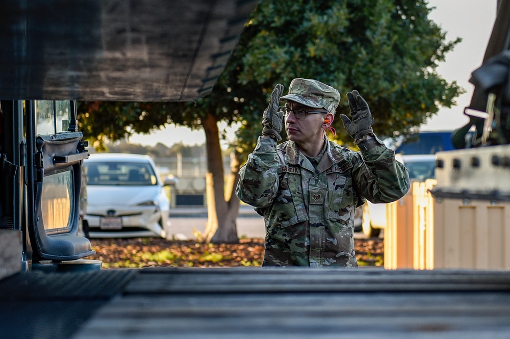 129th LRS Members Prepare Equipment in Support of LA Fire