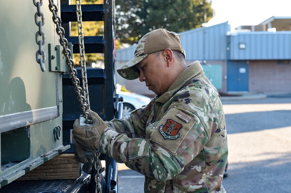 129th LRS Members Prepare Equipment in Support of LA Fire