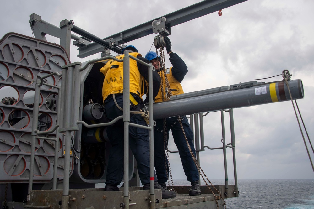 Missile Upload aboard USS America (LHA 6)