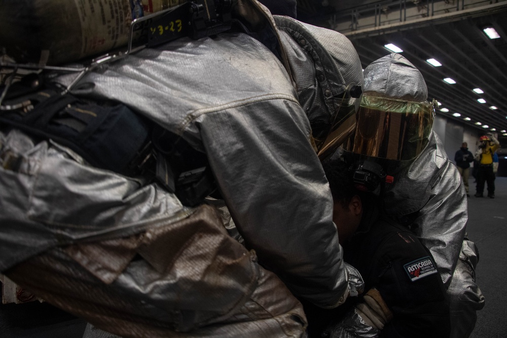 Hangar Bay Firefighting Training aboard USS America (LHA 6)