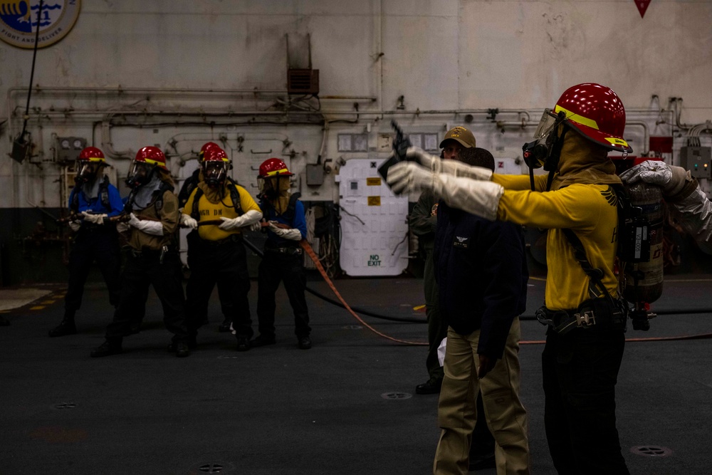 Hangar Bay Firefighting Training aboard USS America (LHA 6)