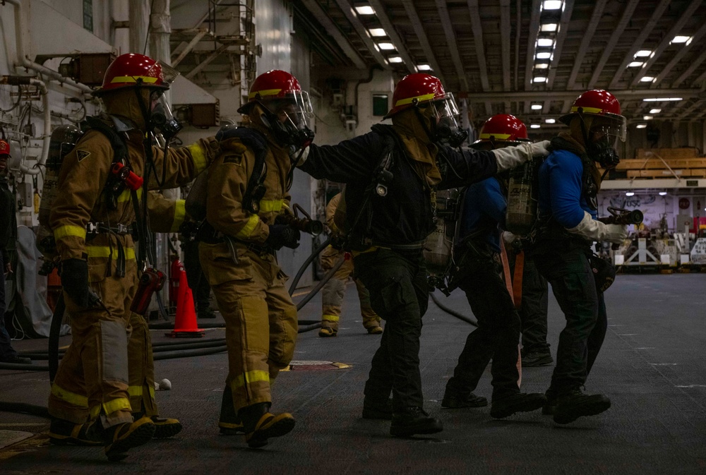 Hangar Bay Firefighting Training aboard USS America (LHA 6)