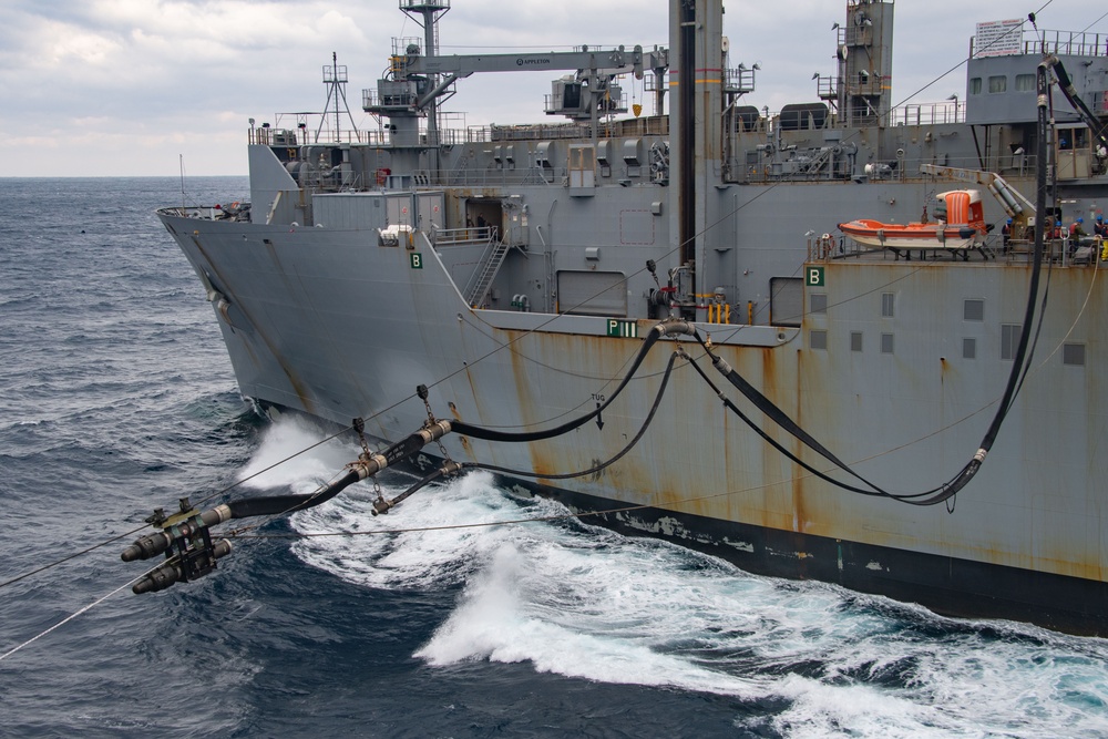 USS America (LHA 6) Conducts Replenishment at Sea with USNS Carl Brashear (T-AKE-7)