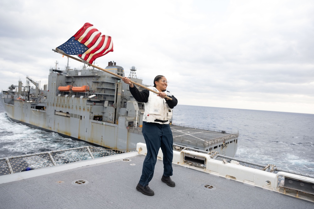 USS America (LHA 6) Conducts Replenishment at Sea with USNS Carl Brashear (T-AKE-7)